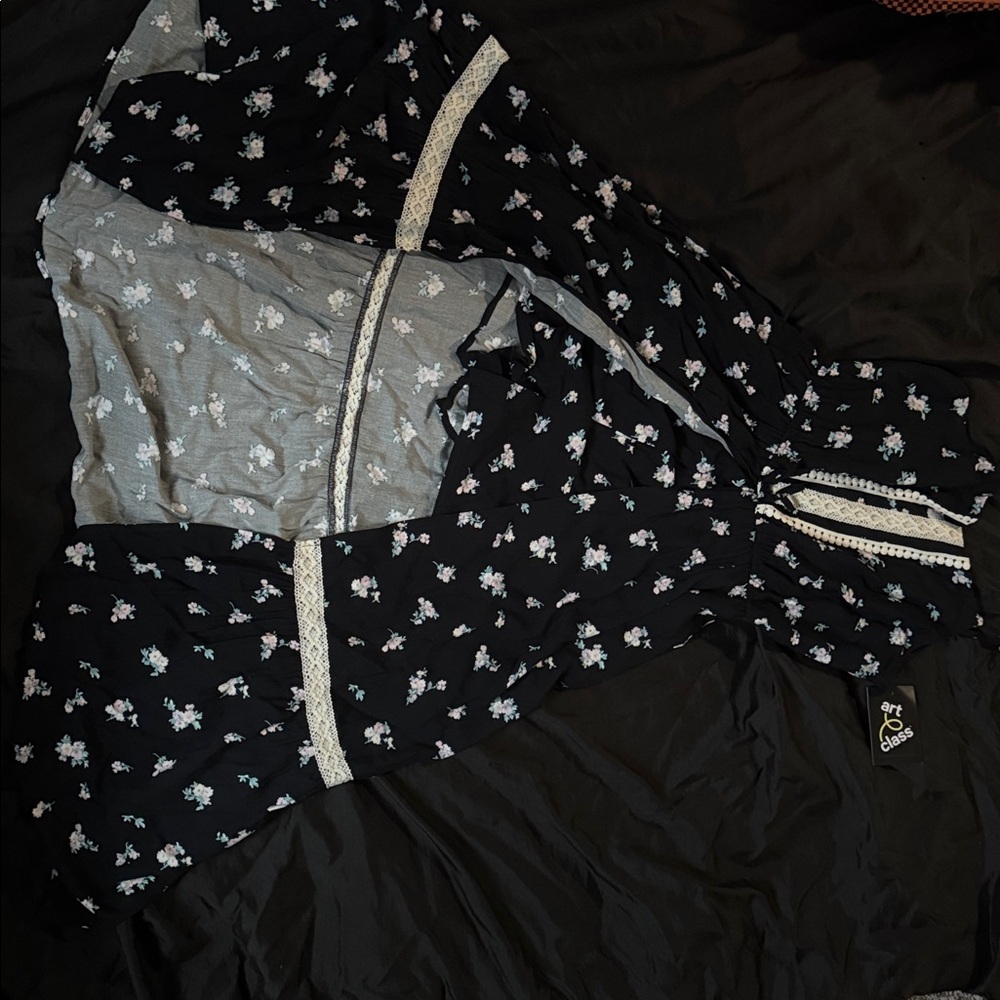 Floral Black and Gray Dress